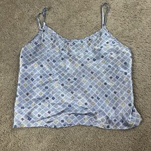 Angelique Vintage Blue Checkered Tank Crop‎ Top 90s Size S Dainty Fairy Y2K